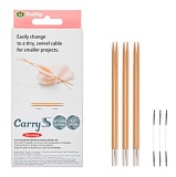 Спицы чулочные, гибкие CarryS "Fine Gauge" 2,5мм/24см - 6шт, тросик 5см - 3шт, Tulip, TCS-16